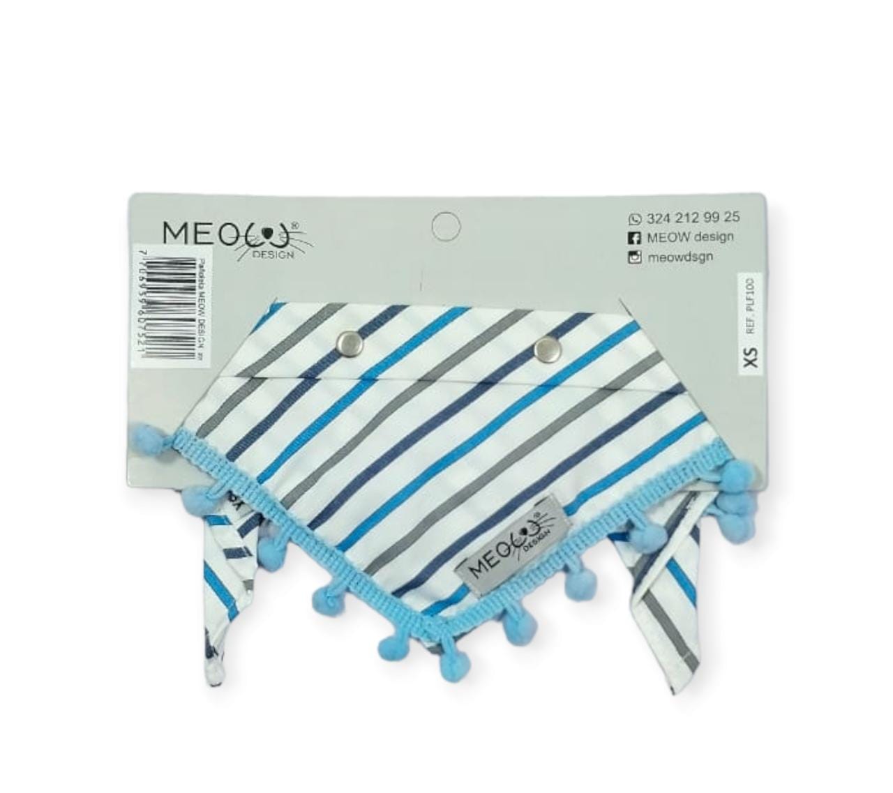 Pañoleta blanca líneas tonos azules