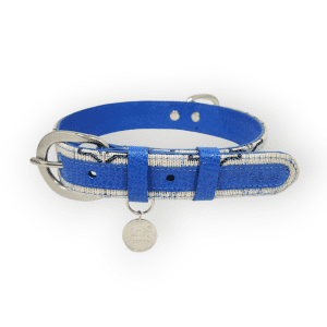 Collar para perro en cuero étnico azul