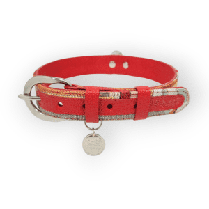 Collar para perro en cuero étnico rojo