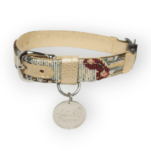 Collar antiahogo para gato en cuero étnico dorado