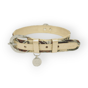 Collar para perro en cuero étnico dorado