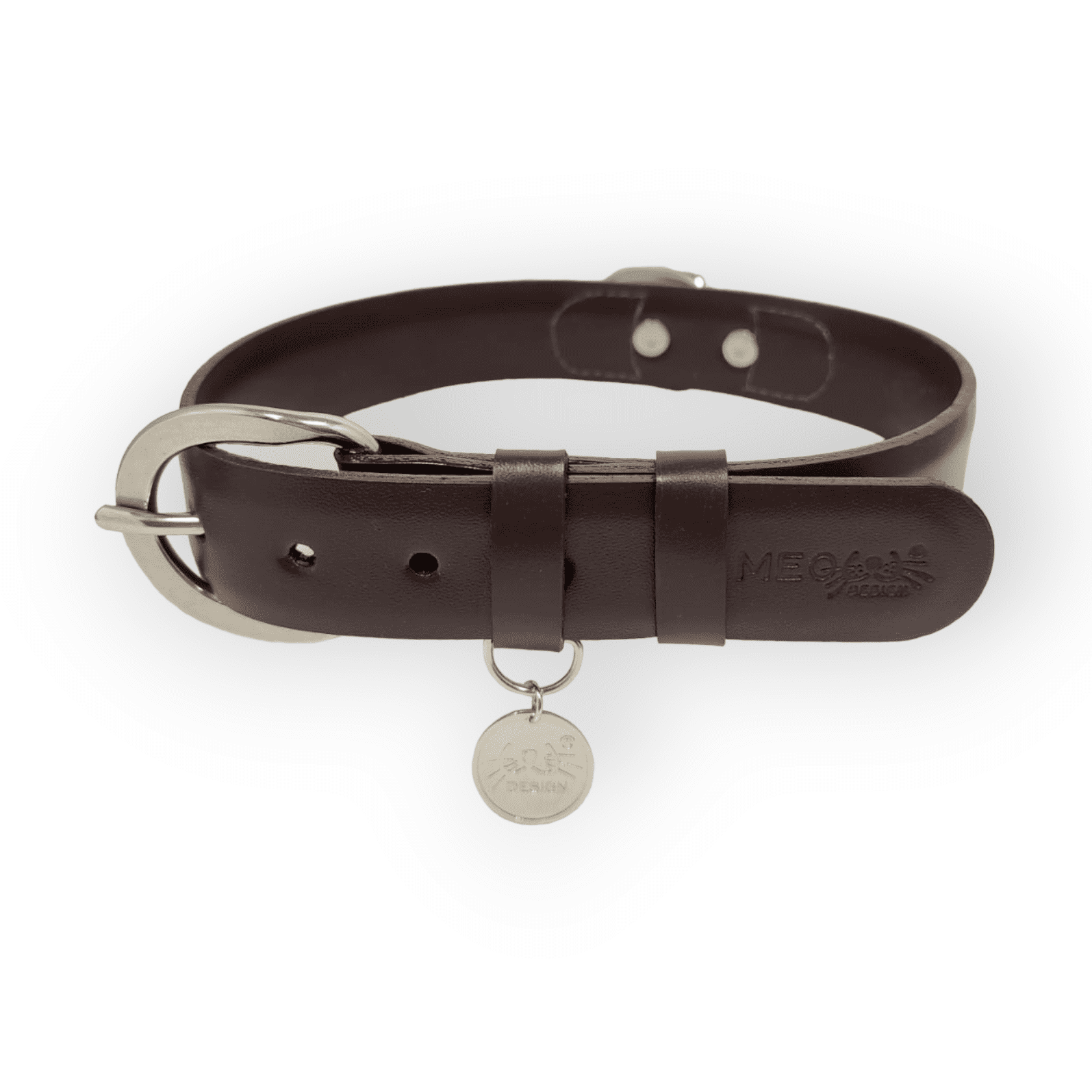 Collar para perro en cuero sencillo cafe