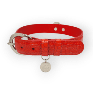 Collar para perro en cuero rojo serpiente
