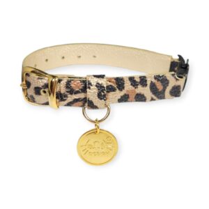 Collar antiahogo para gato en cuero animal print